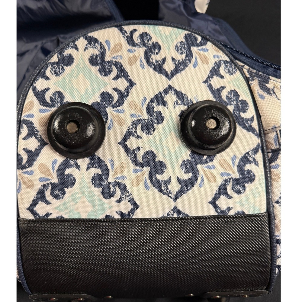 Thirty-One Away We Go Roller Bag Navy Doodle Diamond Rolling Duffel Luggage - Picture 10 of 15